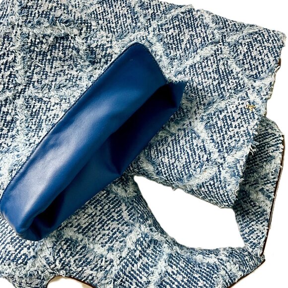 Larroude Kate Slouch Fringe Denim Knee - High Boots Size 9 Handmade in Brazil - Picture 7 of 12